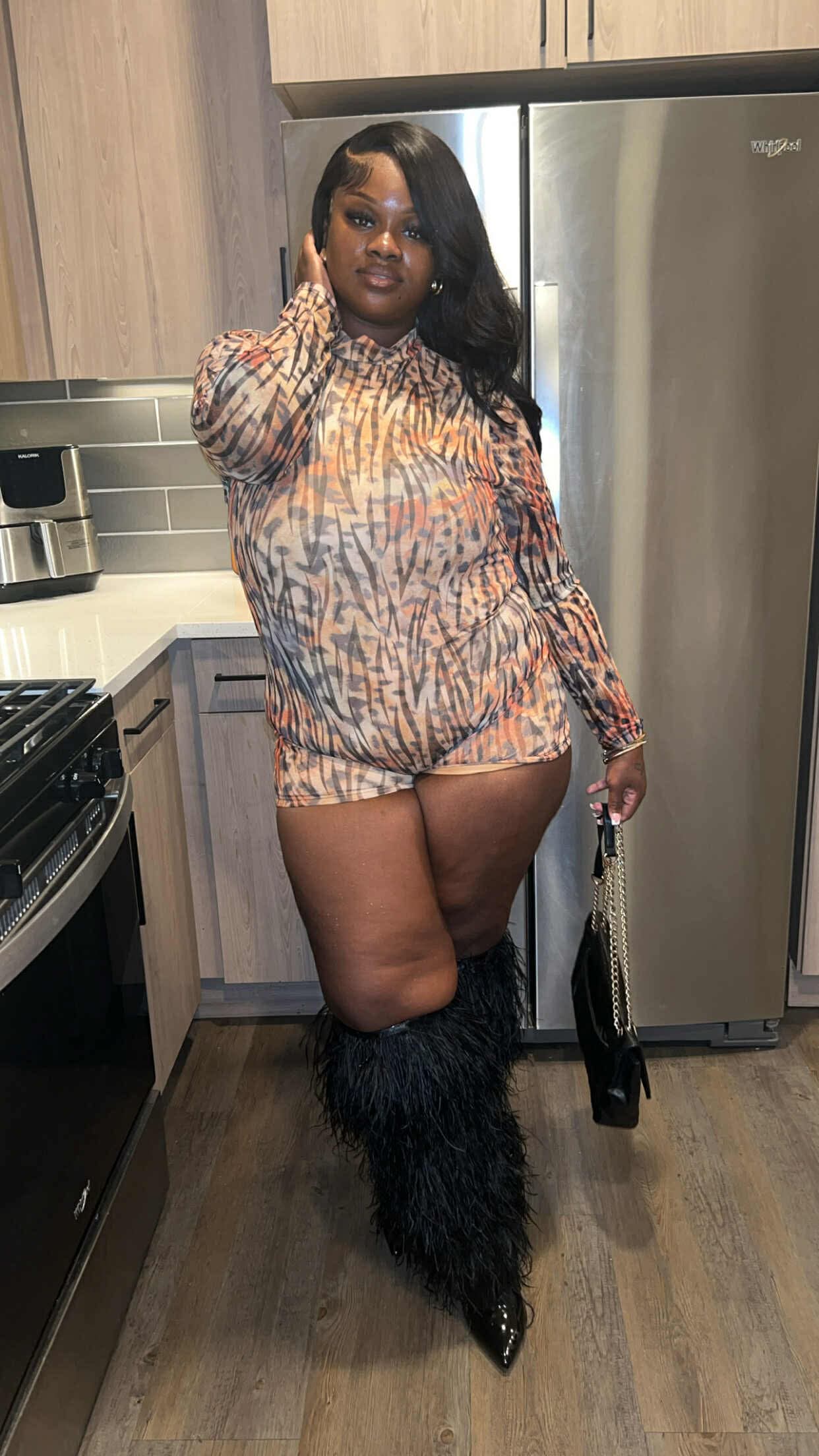 100% Ostrich Fur Boots